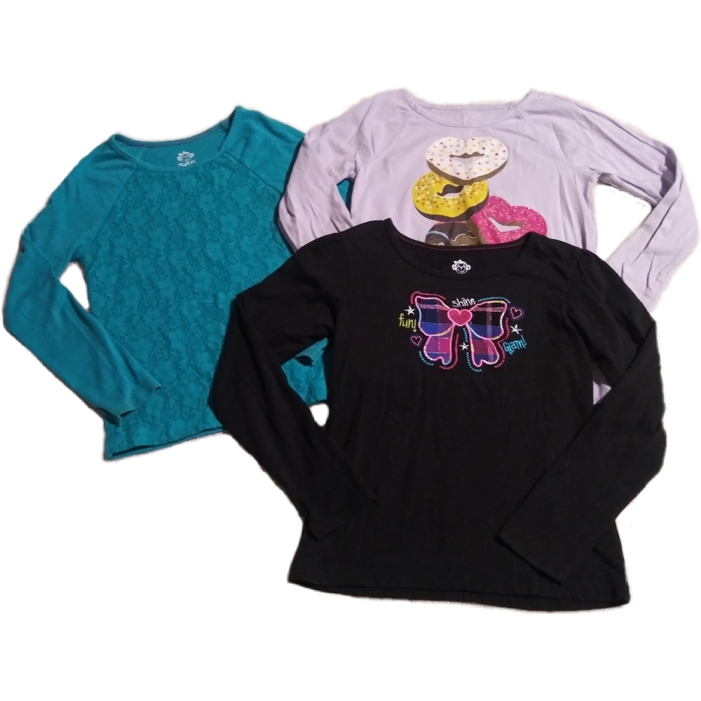 Long sleeve shirts size 7 donuts bows lace